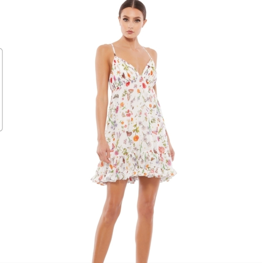 NWT Mac Duggal leena Floral Butterfly Floral Minidress Size 8